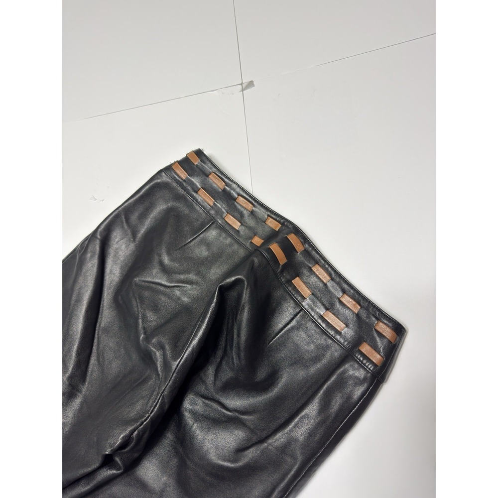 Cache Women's 100% Leather Black Bootcut Flare Pants Size 4 Y2K Vintage Boho 32" - Picture 12 of 12
